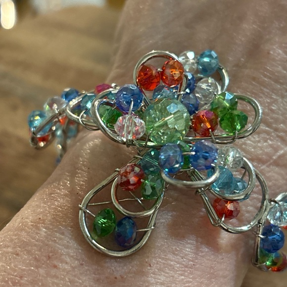 Beaded Wire Floral Cuff Bracelet - Picture 5 of 7